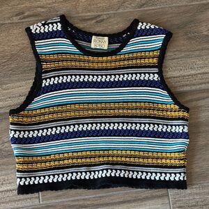 Torn by Ronny Kobo Knit Tank Top - Black, Blue, Yellow, White. Women’s Medium